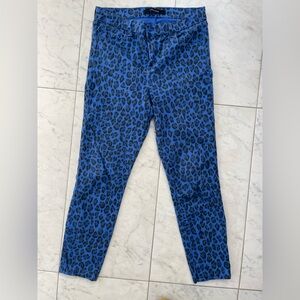 J Brand Blue Leopard Print Capri Jeans